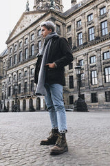 Distressed Leather Lace Up Boots