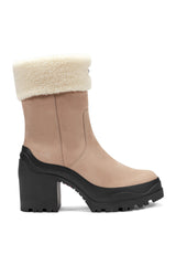 Fuzzy Lined Heeled Boots