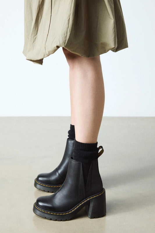 Flared Heel Leather Boots