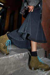 Olive Suede Lace Up Boots