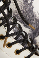 Abstract Print Leather Boots