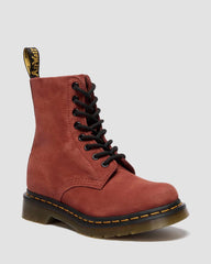 Red Nubuck Lace Up Boots