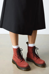 Red Nubuck Lace Up Boots