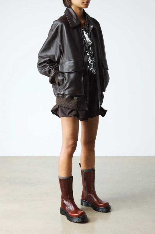 Chunky Croc Embossed Leather Boots