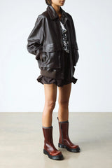 Chunky Croc Embossed Leather Boots