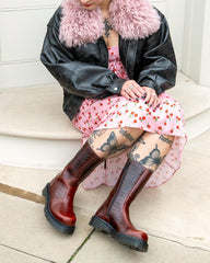 Chunky Croc Embossed Leather Boots