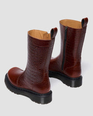 Chunky Croc Embossed Leather Boots