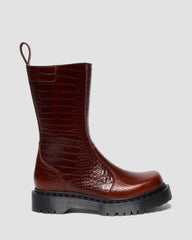 Chunky Croc Embossed Leather Boots
