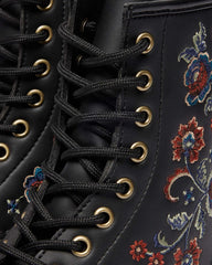 Floral Stitch Combat Boots