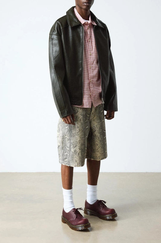 Embossed Cherry Leather Shoes