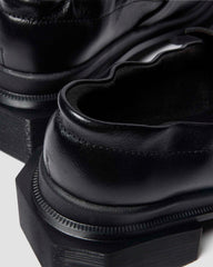 Square Toe Ruched Leather Loafers