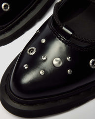 Laced Studded Leather Flats