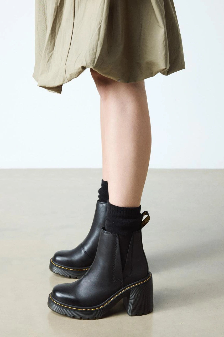 Flared Heel Leather Boots