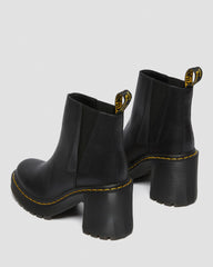 Flared Heel Leather Boots