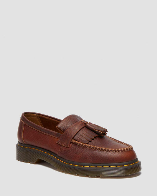 Brown Leather Yellow Stitch Loafers