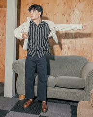 Brown Leather Yellow Stitch Loafers