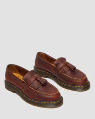 Brown Leather Yellow Stitch Loafers