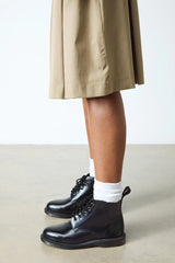 Sleek Polished Lace Up Boots