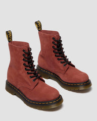 Red Nubuck Lace Up Boots