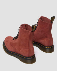 Red Nubuck Lace Up Boots