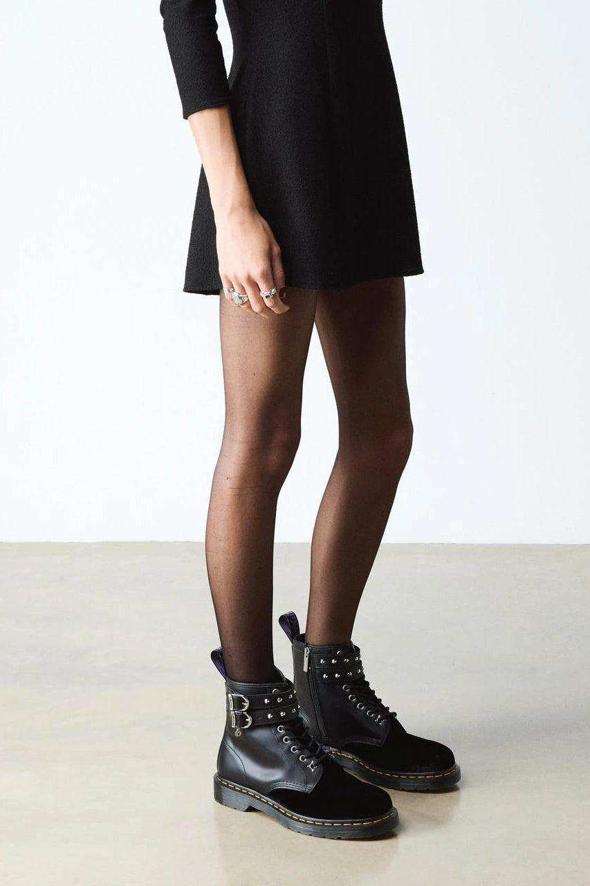 Velvet Studded Boots