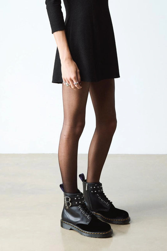 Velvet Studded Boots