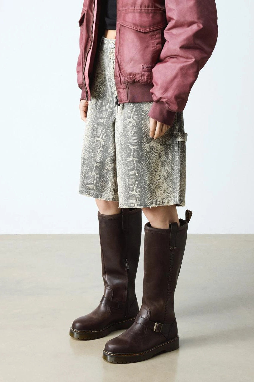 Rugged Knee High Biker Boots