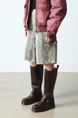 Rugged Knee High Biker Boots