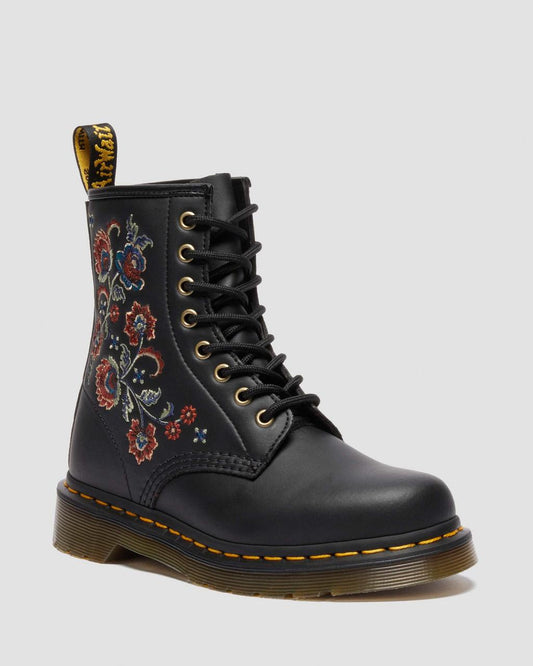 Floral Stitch Combat Boots
