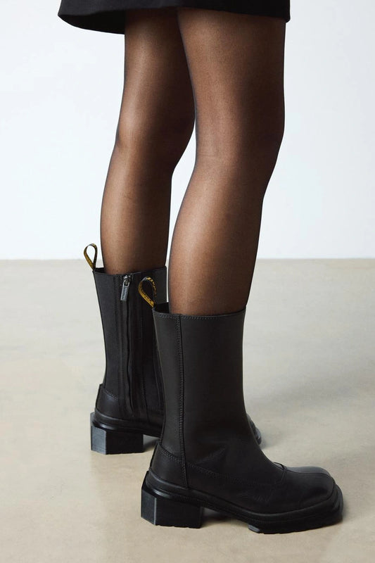 Square Toe Leather Boots