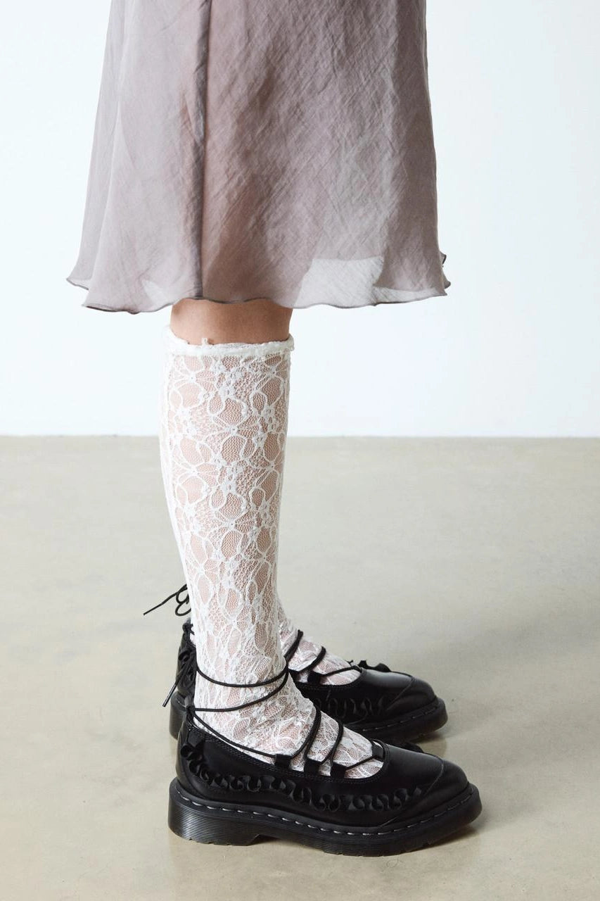 Frill Lace Up Ballet Flats