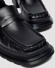 Square Toe Ruched Leather Loafers