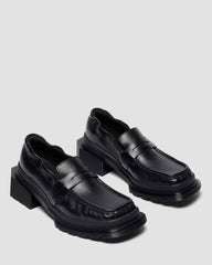 Square Toe Ruched Leather Loafers
