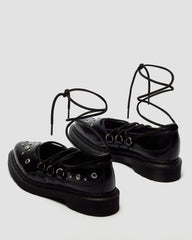 Laced Studded Leather Flats