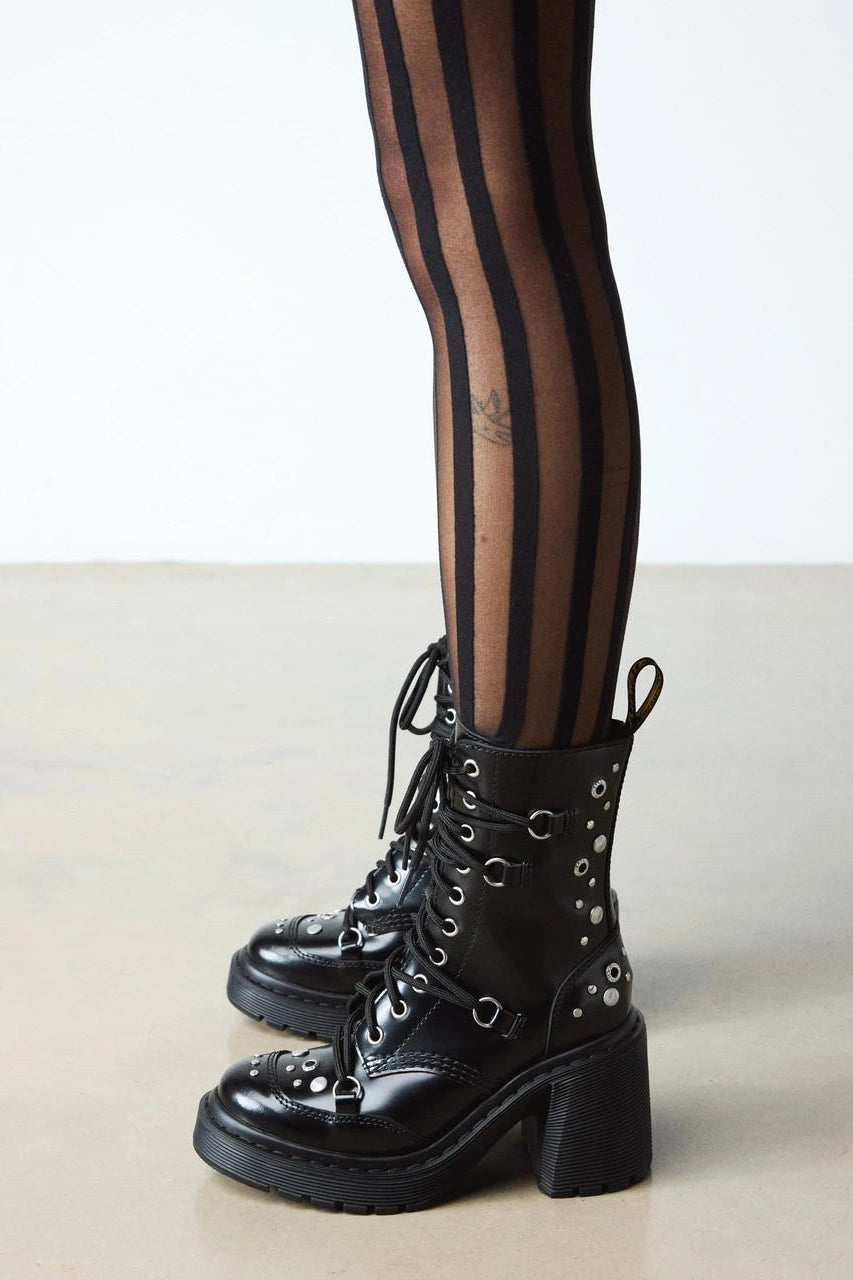 Studded Leather Flare Boots