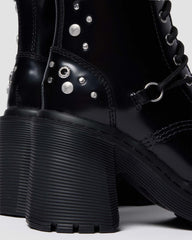 Studded Leather Flare Boots
