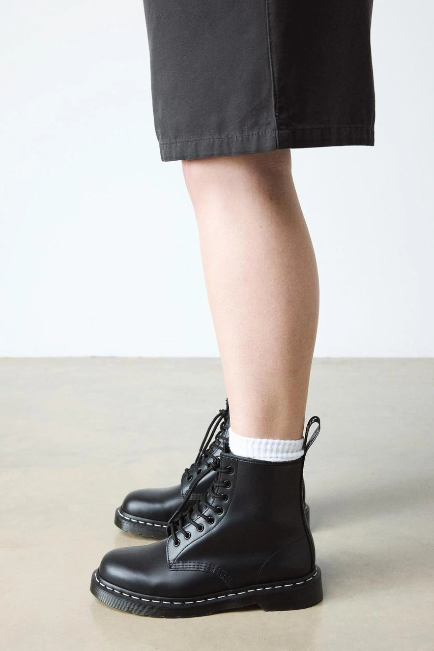 Contrast Stitch Leather Boots