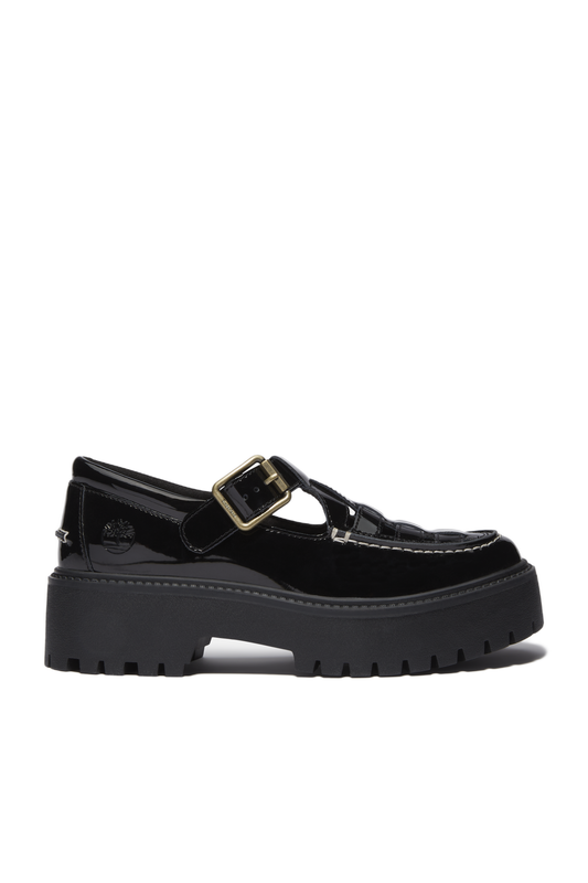 Patent Leather Platform Buckle Shoes