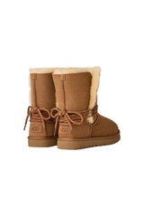 Cozy Lace Back Sheepskin Boots
